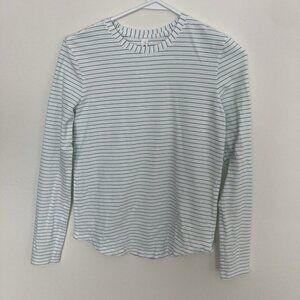 Lululemon Love Long Sleeve Cotton Shirt Size 0 Green White Striped